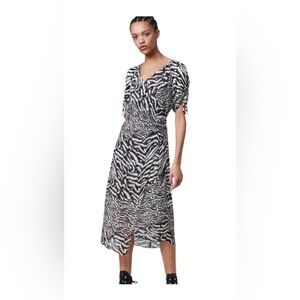 AllSaints Carla Remix Animal Print White Black Dress Sz O NEW $229
